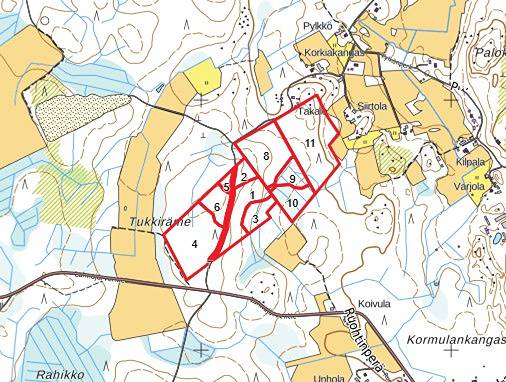 Kangas 535-401-5-37, Kuusikko 535-401-5-30, Palokangas 535-401-22-9 1