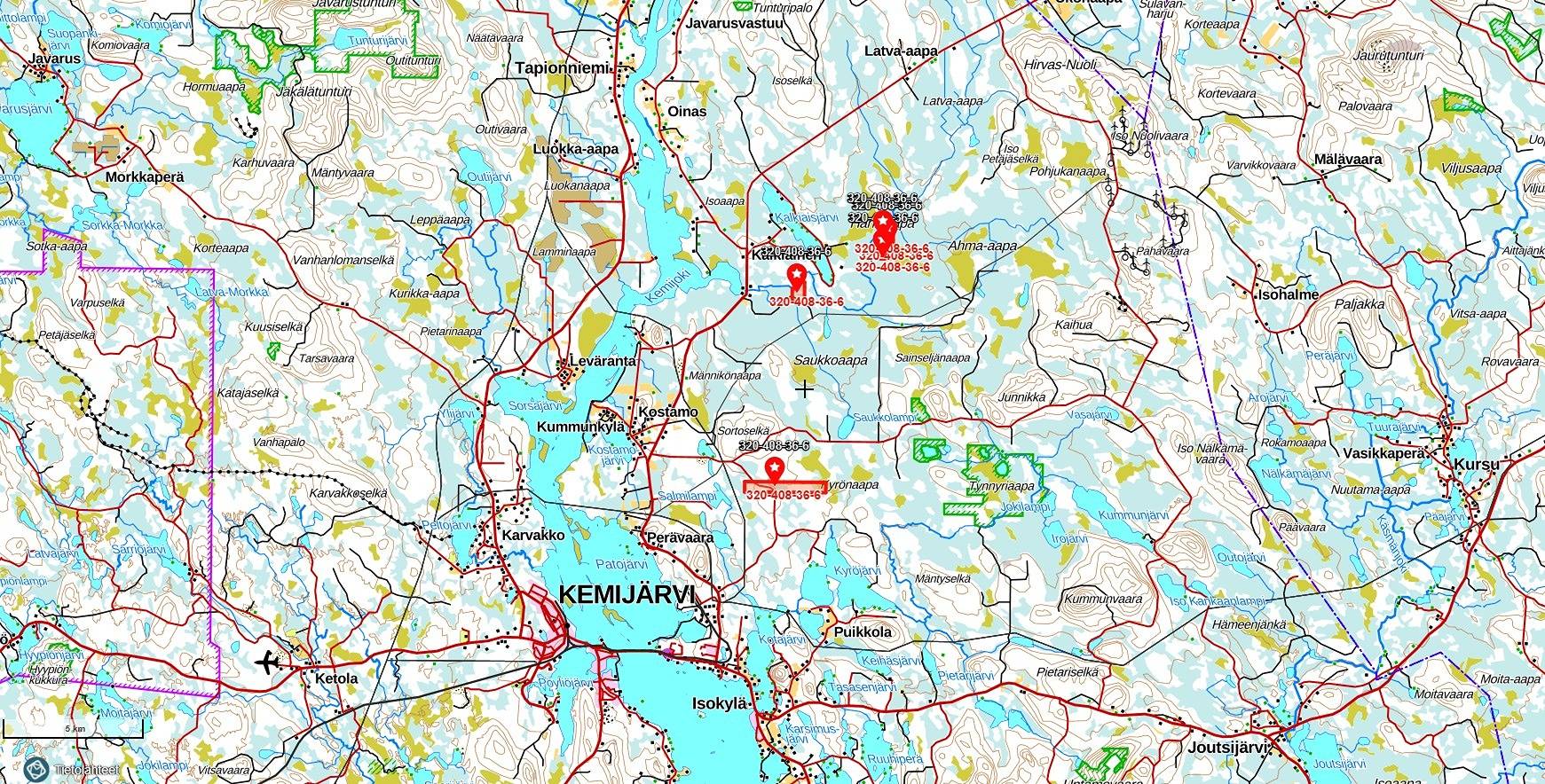 Kallela 320-408-36-6 ja Kemijärven yhteismetsäosuus 1